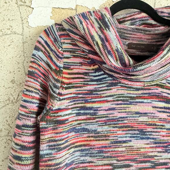 The Limited Striped Sweater Multicolor Space Dye Cowl Neck Womens M Cozy WInter - Picture 2 of 8